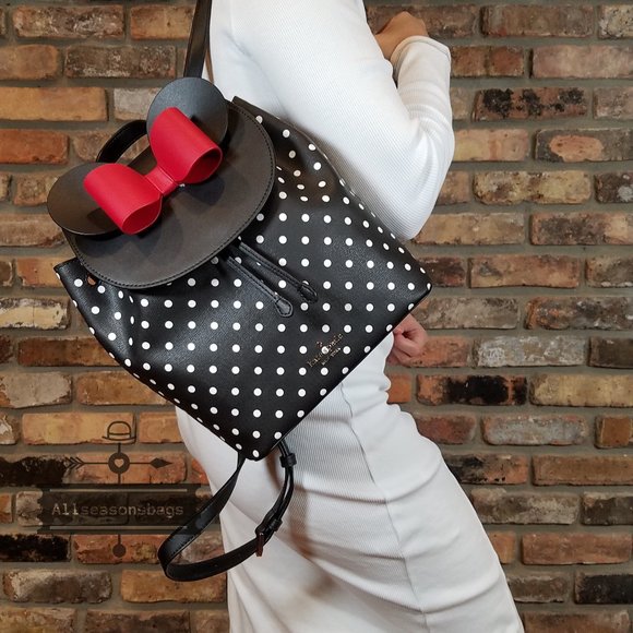 Authentic Disney x kate spade minnie mouse backpack Novelty Bag Purse Black - Picture 3 of 7